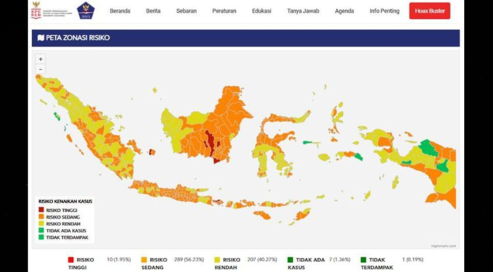 Wilayah Zona Merah Naik dari 7 Jadi 10 Kabupaten/Kota di Indonesia Zona Merah di Indonesia