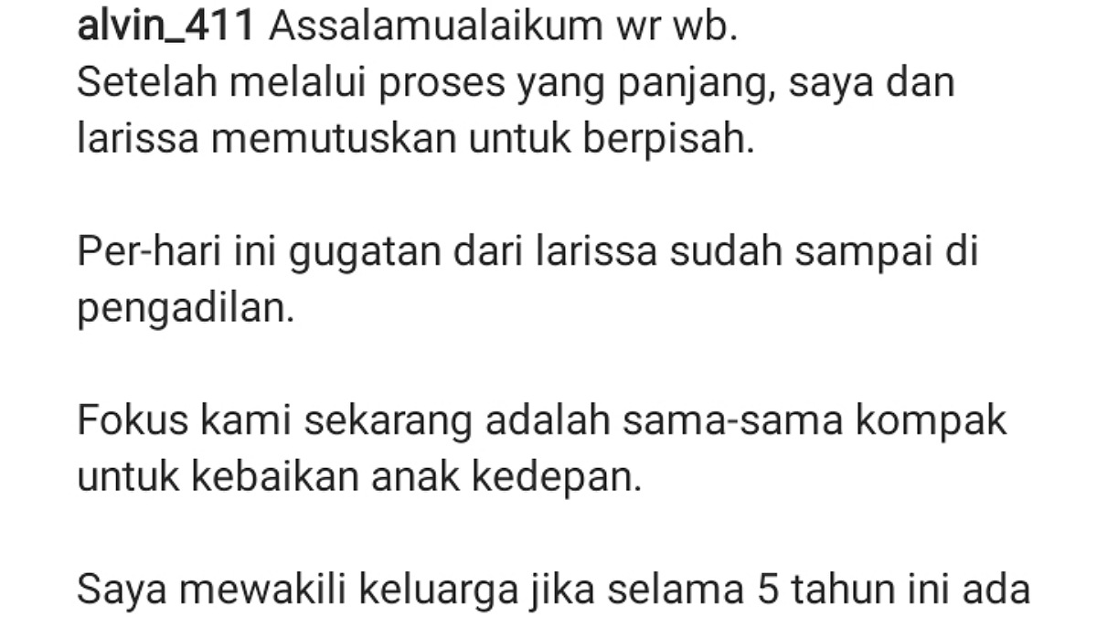 Anak Ustaz Arifin Ilham Digugat Cerai Larissa Cou, Ini Penyebabnya