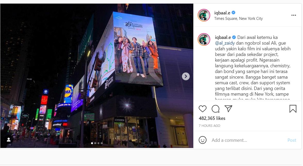 Bangga Guys, Film Terbaru Iqbaal Ramadhan Terpampang di Times Square New York