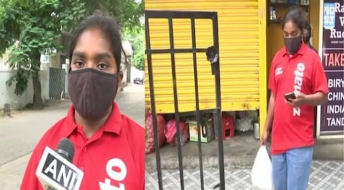 Biar Gaji Kecil di Masa Pandemi, Wanita India Ini Tetap Strong Jadi Kurir Antar Makanan