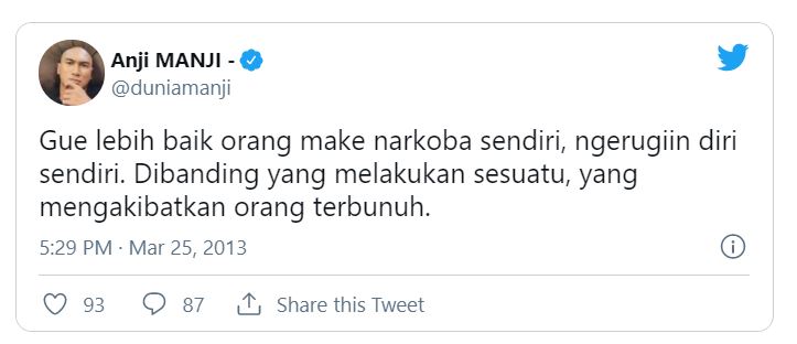 Anji Ditangkap Diduga Narkoba Twit Lamanya Dibanjiri Komentar, Ini Cuitannya