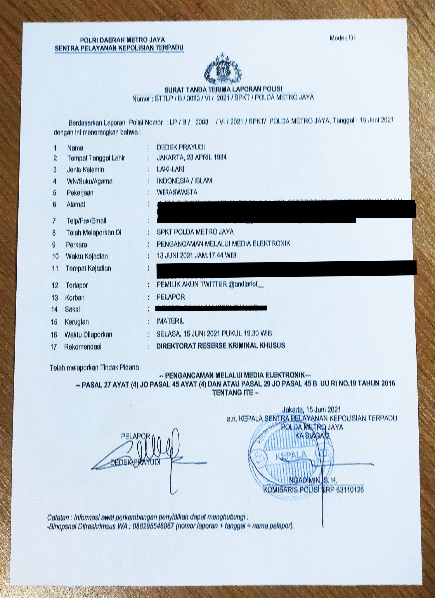 Diduga Lakukan Ancaman kepada Uki, Andi Arief Dilaporkan ke Polda Metro Jaya