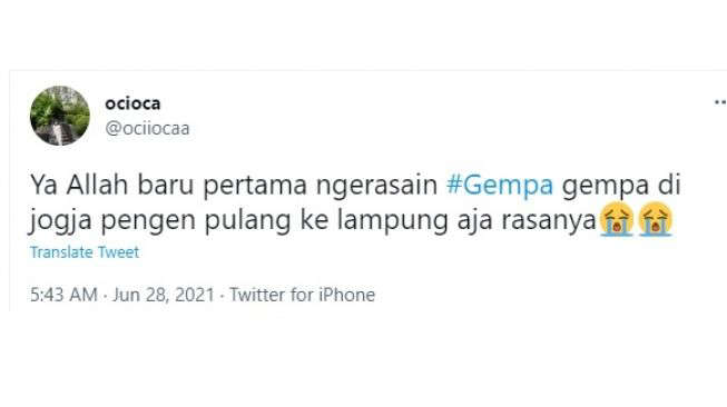 Gempa Bumi Guncang Yogyakarta dan Sekitarnya pada Senin 28 Juni 2021