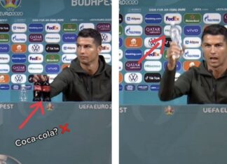 Christiano Ronaldo singkirkan botol coca-cola
