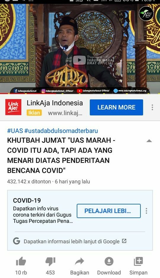 Selama PPKM Darurat Masjid Akan Ditutup, UAS: Melarang Orang ke Masjid, Di mana Letak Hati Kecilmu?