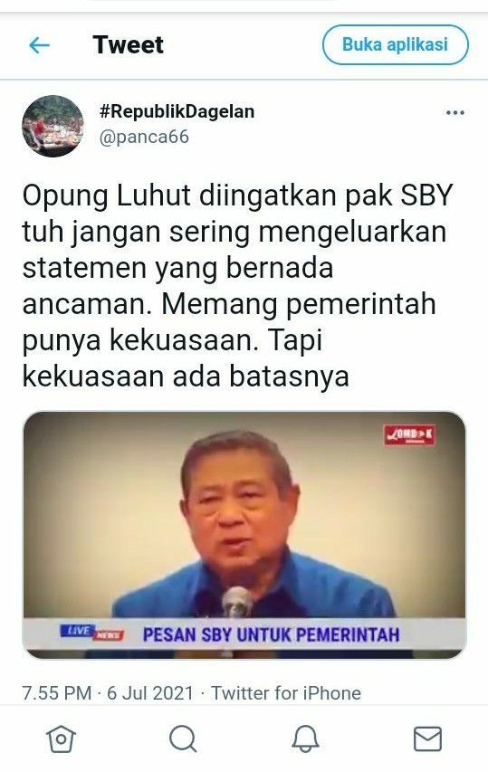 Viral! Video SBY Ingatkan Luhut: Kurangi Statement yang Bernada Ancaman