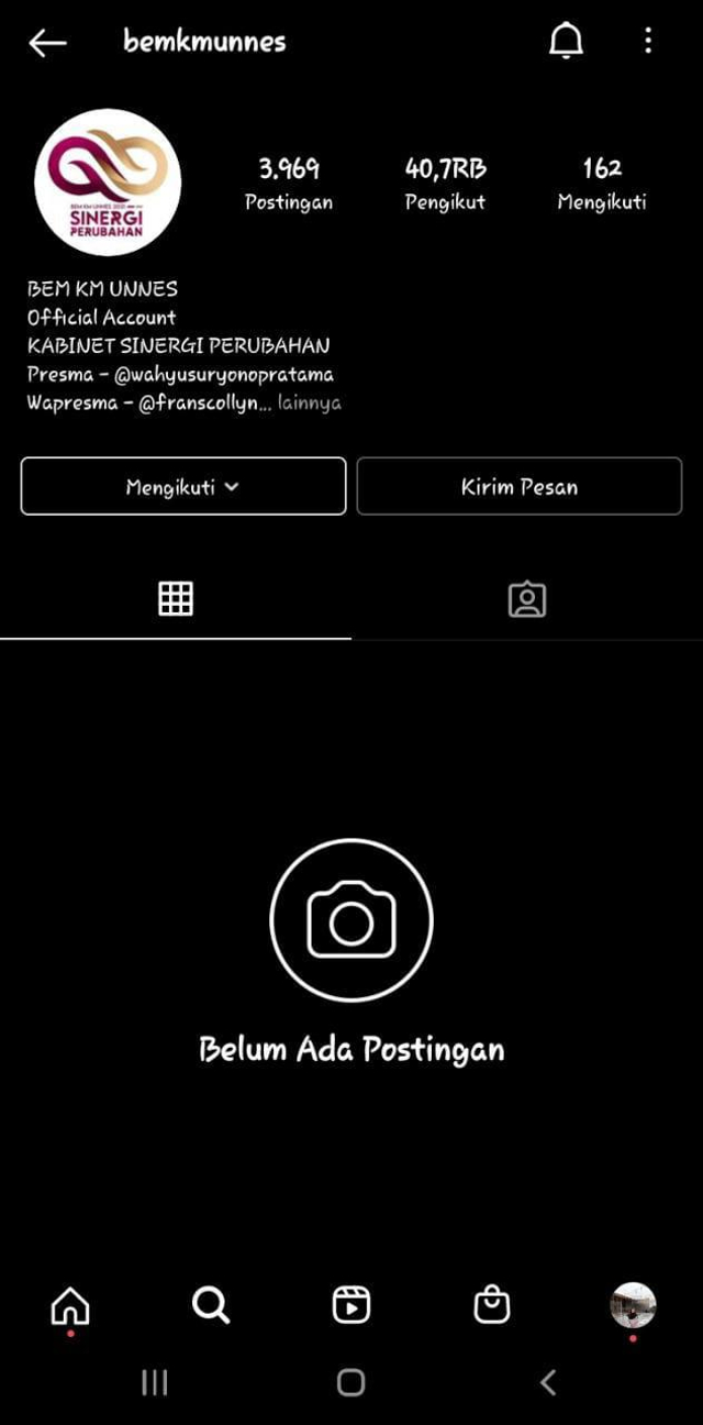 Usai Kritik Ma'ruf Amin dan Puan Maharani, BEM Unnes Ditekan Rektorat dan Akun Instagramnya Diretas