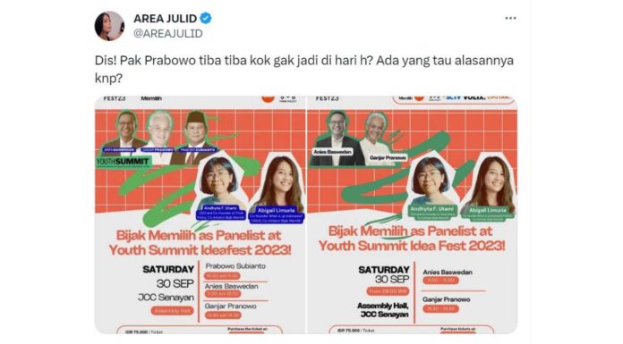 Prabowo Batal Hadir di Ideafest, Warganet Kaitkan Kegagalan Food Estate Prabowo batal hadir