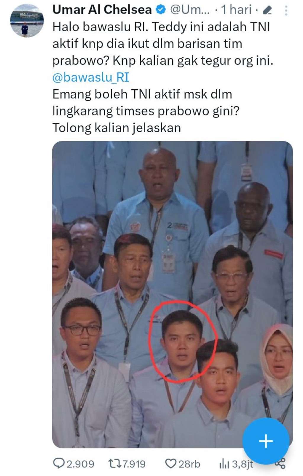 Umar Hasibuan Ungkap Dugaan Oknum TNI Aktif Jadi Timses Prabowo