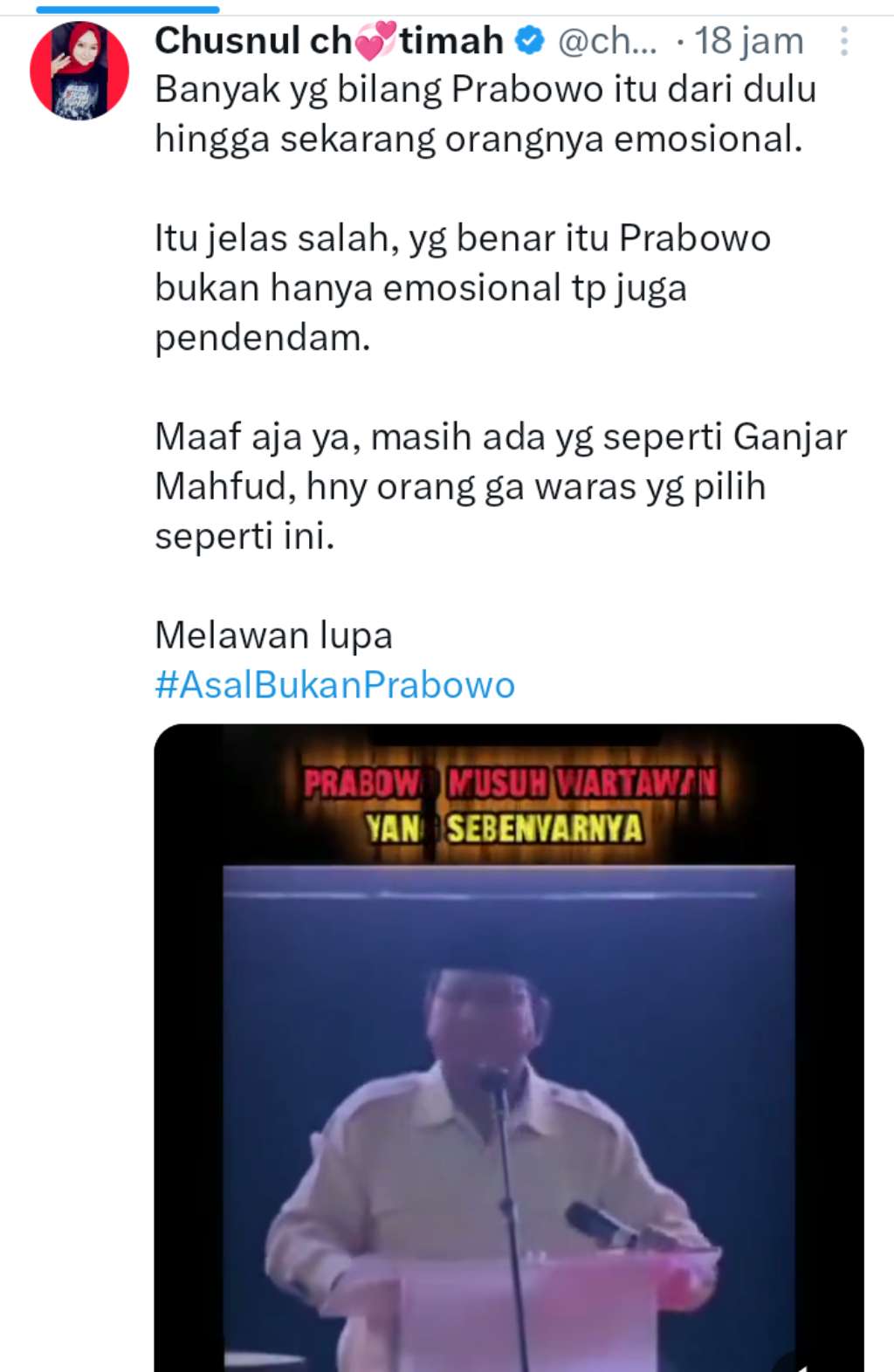 Unggah Video Lawas Prabowo Ancam Wartawan, Chusnul Chotimah: Dia Emosional dan Pendendam