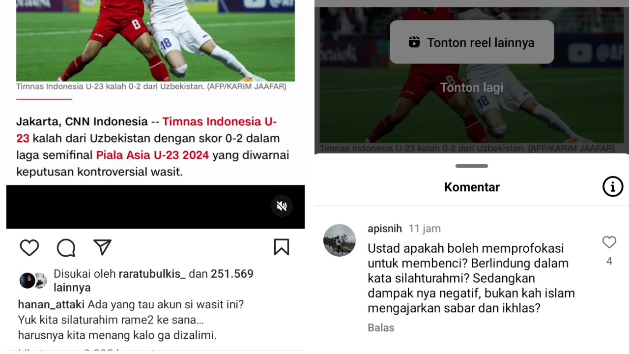 Ustadz Hanan Attaki Ajak Geruduk Wasit Indonesia vs Uzbekistan, Netizen: Provokasi Kebencian