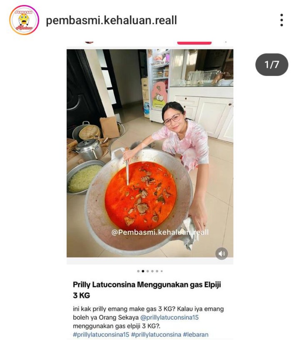 Kaya Raya, Prilly Latuconsina Pakai Gas 3 Kg Saat Masak