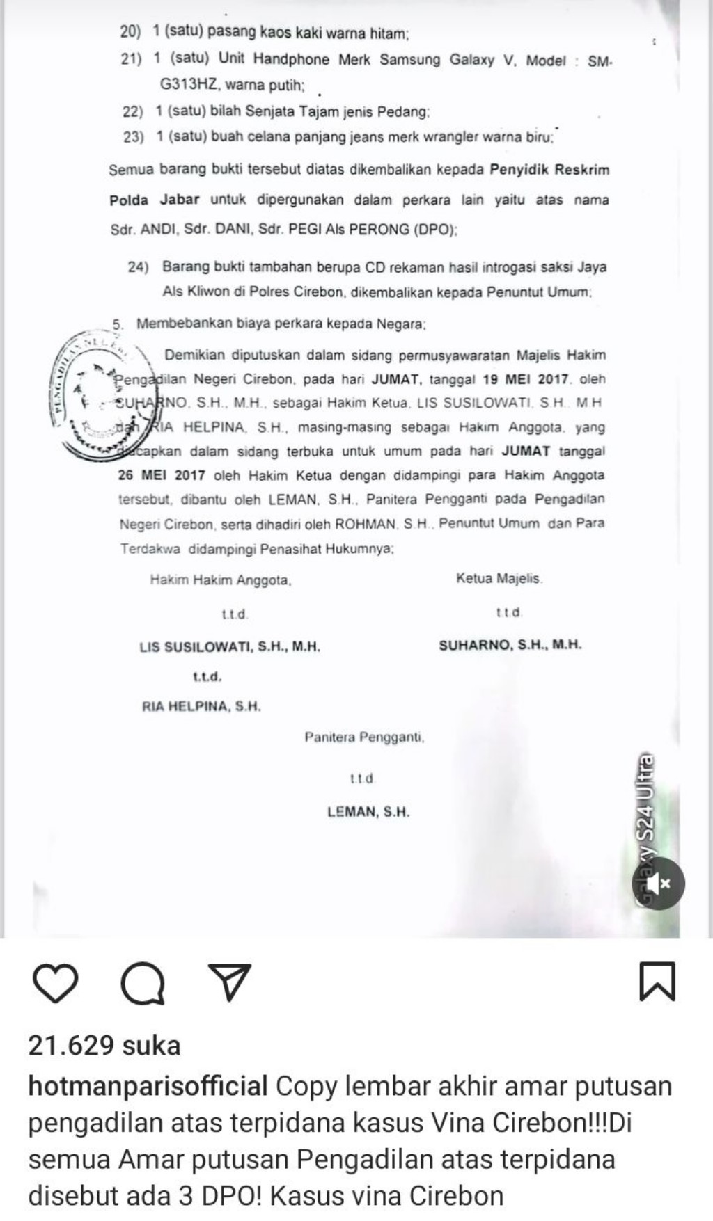 Polisi Sebut Dua DPO Vina Cirebon Fiktif, Hotman Paris Beberkan Putusan Pengadilan