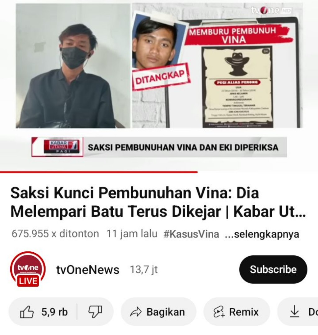 Ungkap Kejadian Pembunuhan Vina Cirebon, Saksi Kunci Benarkan Pegi Setiawan Sebagai Pelaku