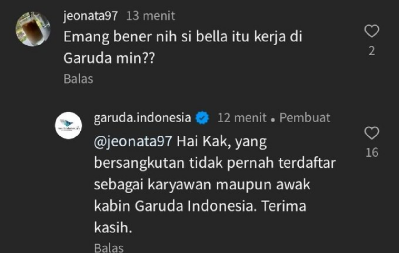 Usai Dituding Pelakor, Pramugari Citilink Bella Damaika Dikabarkan Pindah ke Garuda Indonesia