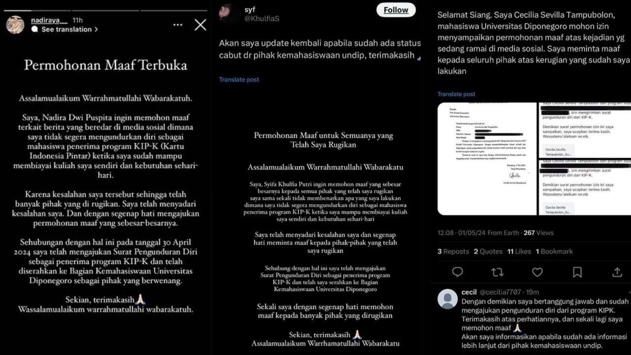 Selain Cantika Mutiara, Tiga Mahasiswa Undip Penerima KIP Kuliah Ketahuan Hidup Mewah
