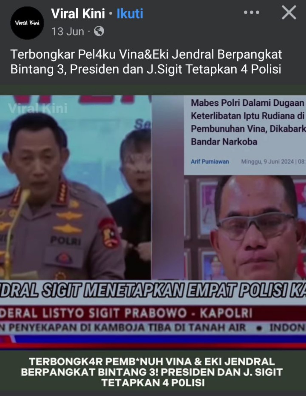 Beredar Kabar Empat Polisi Ditetapkan Sebagai Tersangka Kasus Vina Cirebon, Ini Faktanya