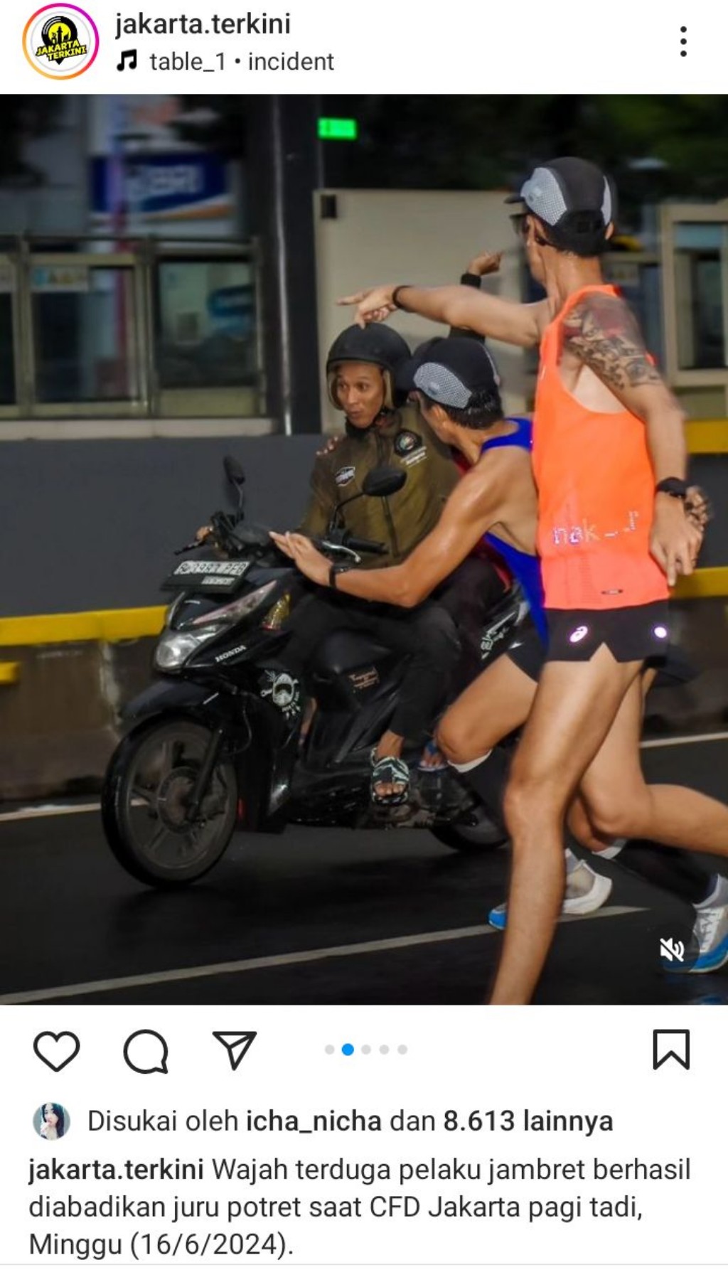 Warga Dijambret Saat Olahraga Lari di CFD Jakarta, Wajah Pelaku Tertangkap Juru Potret