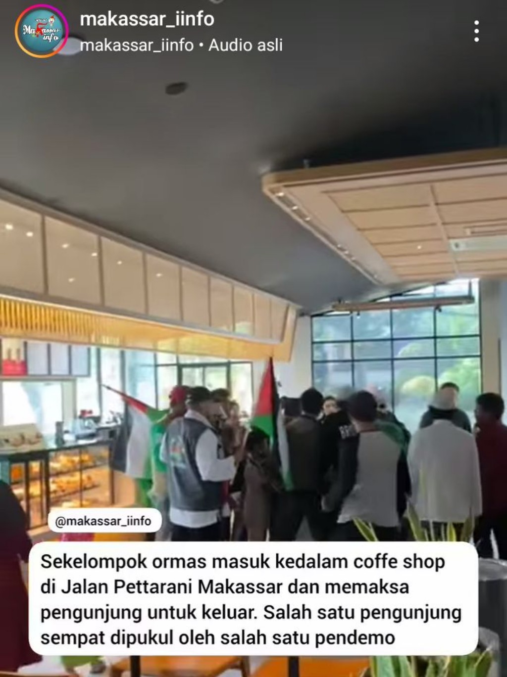 Oknum Ormas Pro Palestina di Makassar Boikot Kafe, Pengunjung Dipukuli