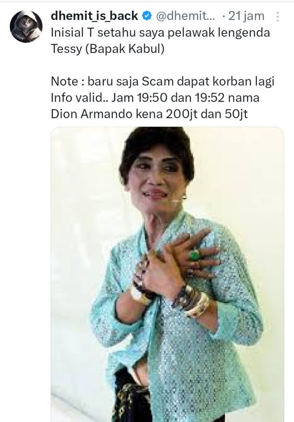 Dituding Sebagai Inisial T Pengendali Judi, Tessy Srimulat Datangi Bareskrim