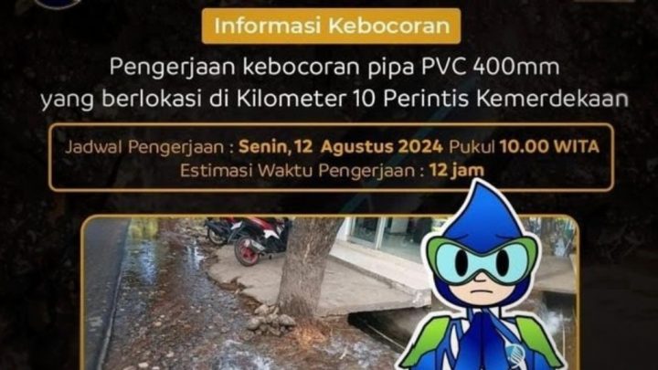 Perbaikan Pipa Utama di Makassar: Gangguan Air Diperkirakan Selama 12 Jam pdam makassar