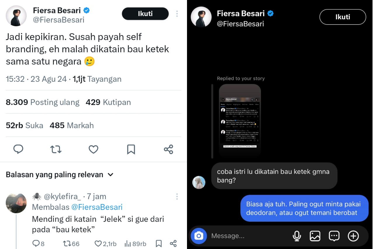 Fiersa Besari Diduga Sindir Erina Gudono: Susah Payah Self Branding, Malah Dikatain Bau Ketek