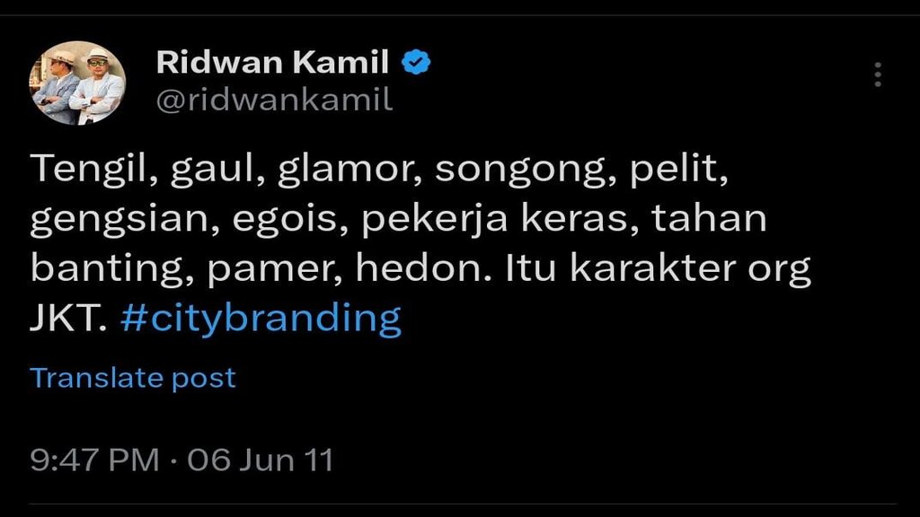 Cuitan Lama Soal Jakarta Viral di Media Sosial, RK: Saya Berekspresi Secara Bebas