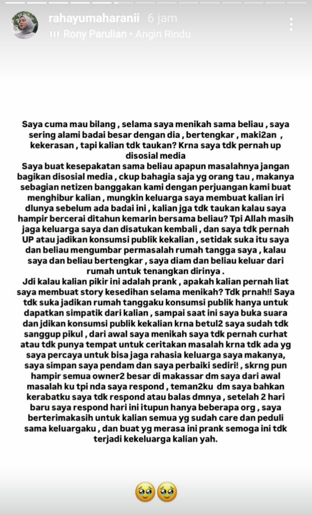 Selingkuh dengan Cewek BO, Suami Selebgram Makassar Rahayu Maharani Juga Diduga KDRT
