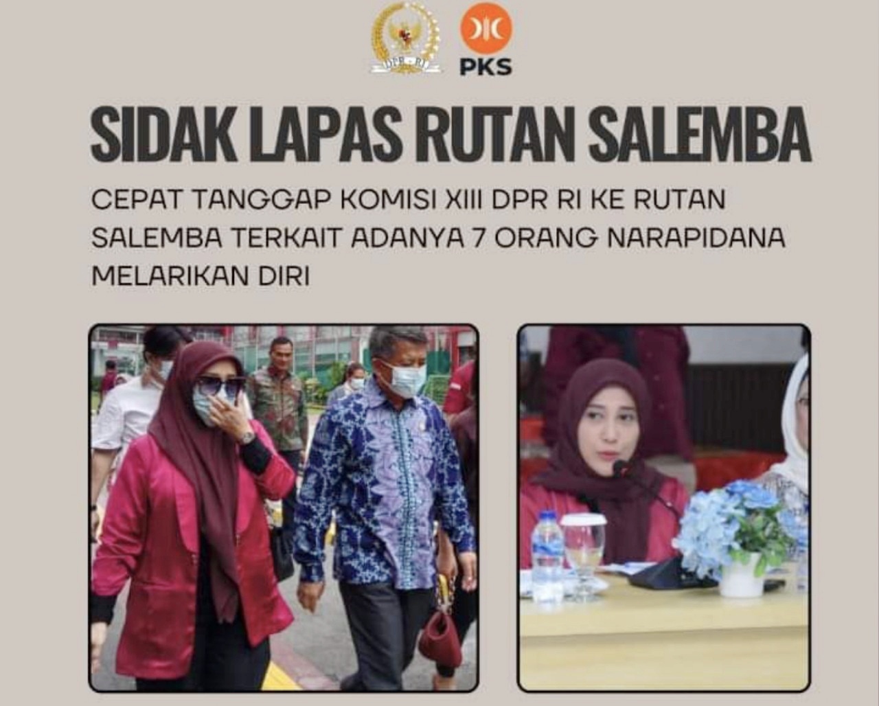 Lakukan Sidak ke Rutan Salemba, Meity Rahmatia: Komisi XIII Temukan Sejumlah Masalah!