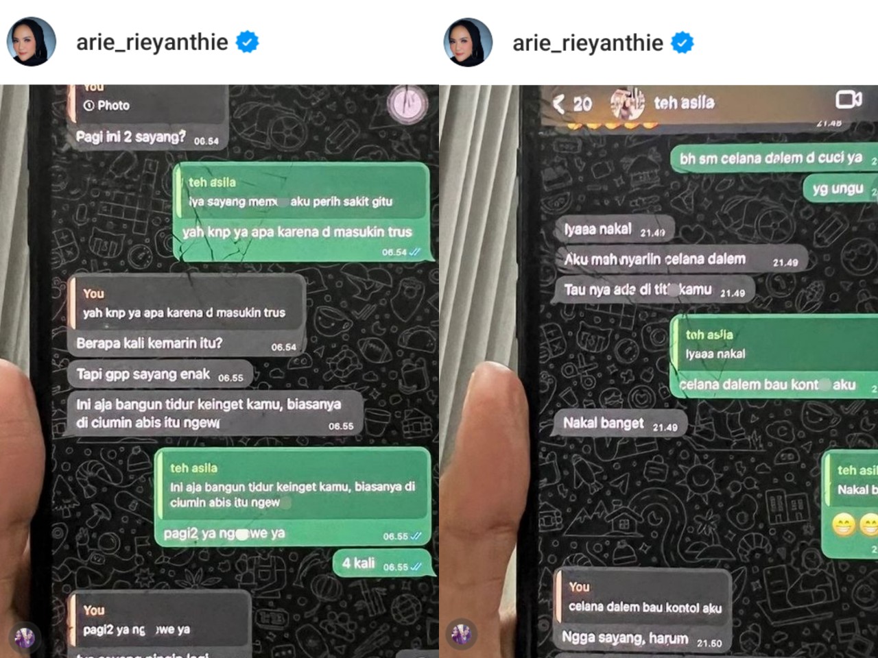 Isi Chat Mesum Suami Arie Rieyanthie dengan Pelakor Maela Asila, Bahas Celana Dalam
