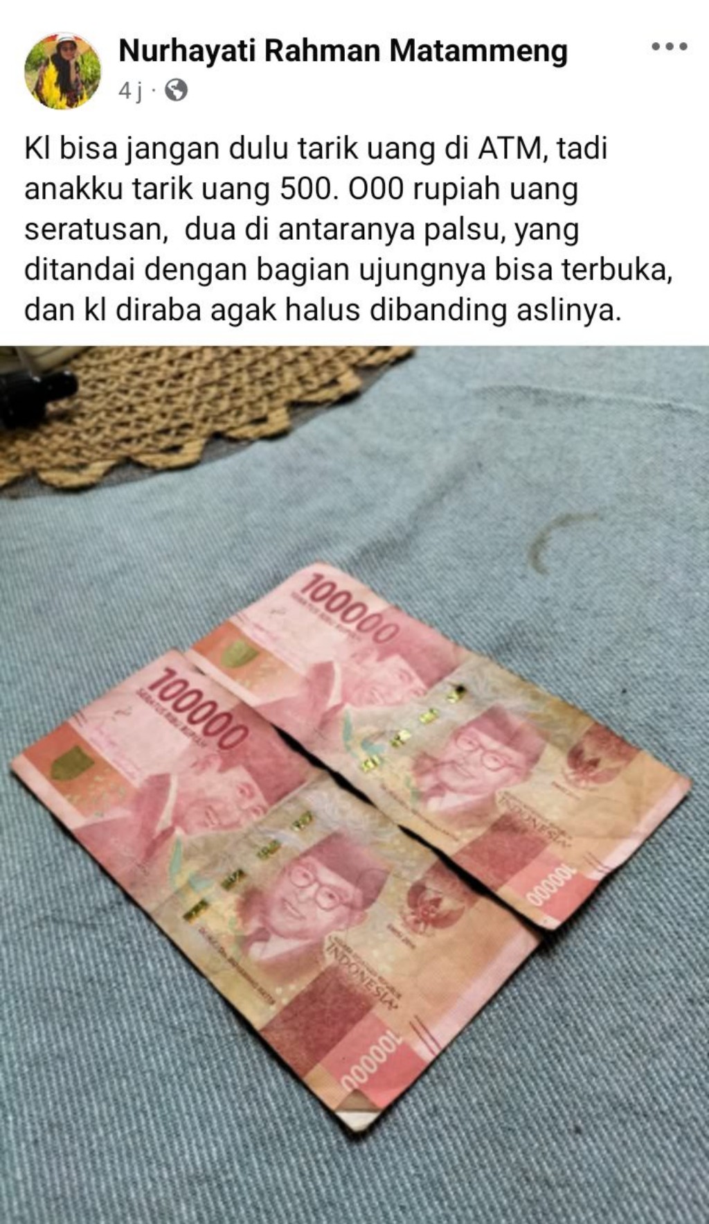 Dosen Unhas Nurhayati Rahman Temukan Uang Palsu dari ATM, Imbau Masyarakat Waspada