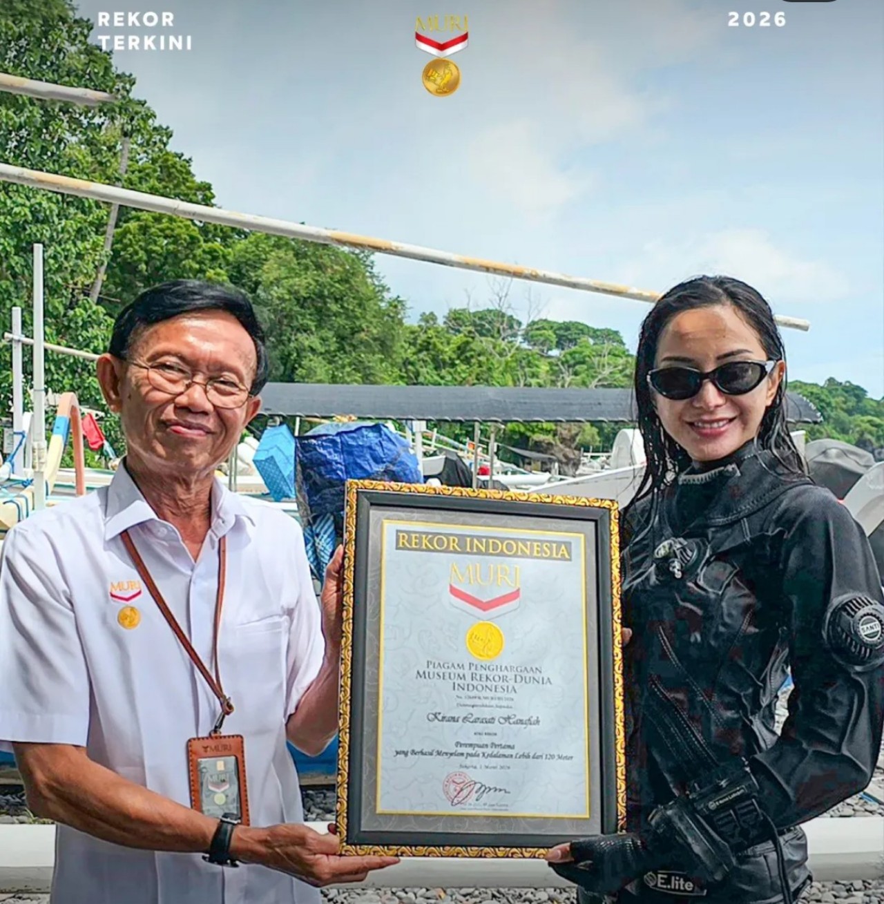 Kirana Larasati Pecahkan Rekor MURI, Menyelam Lebih dari 120 Meter