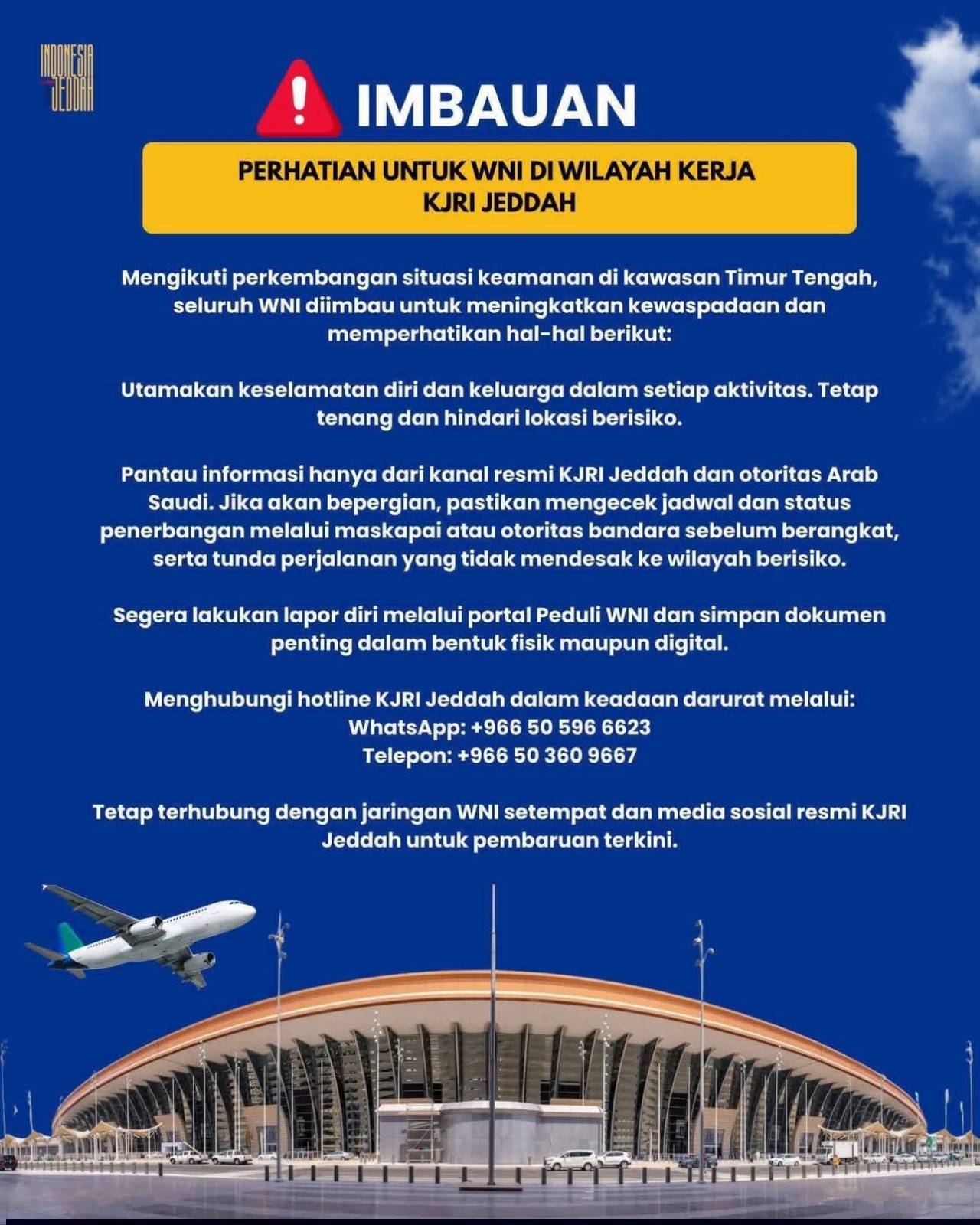 KBRI Riyadh Imbau WNI Tingkatkan Kewaspadaan di Arab Saudi