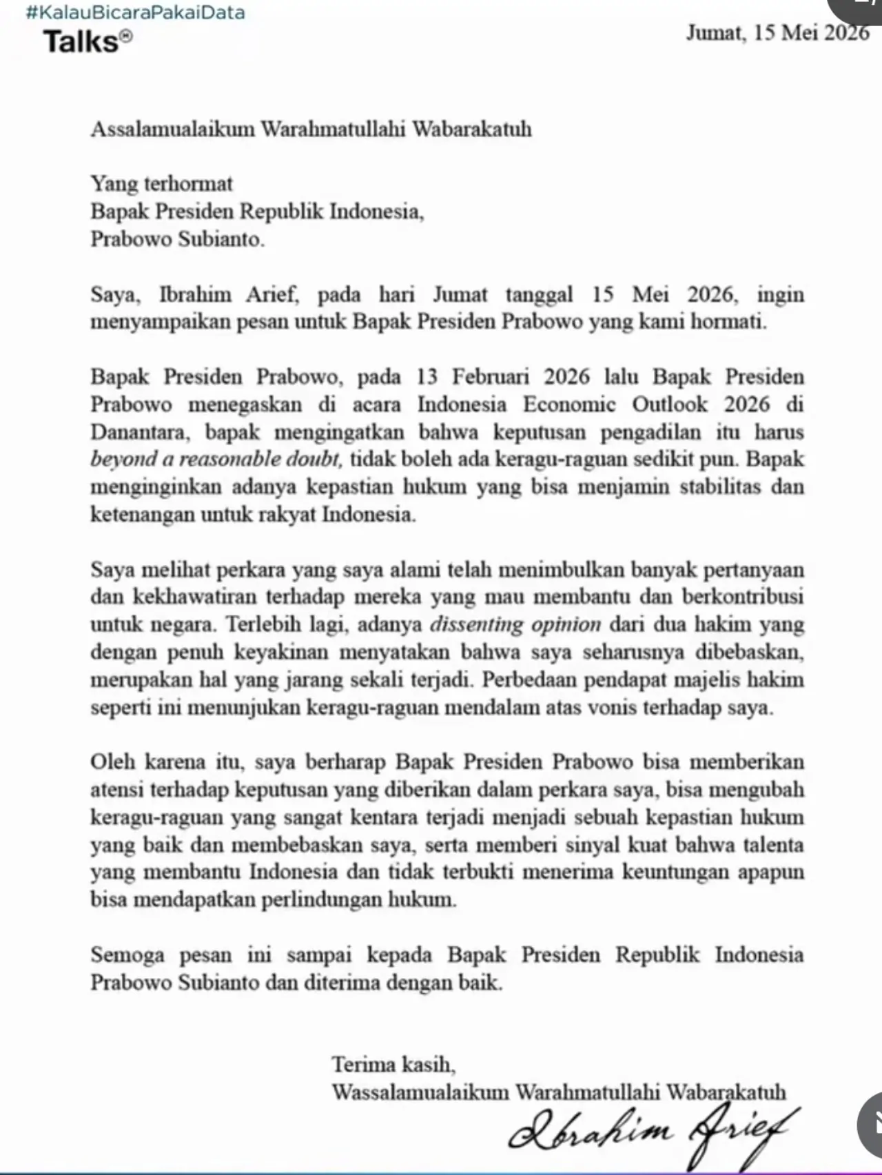 Eks Konsultan Kemendikbudristek Ibrahim Arief Tulis Surat Terbuka untuk Presiden Prabowo