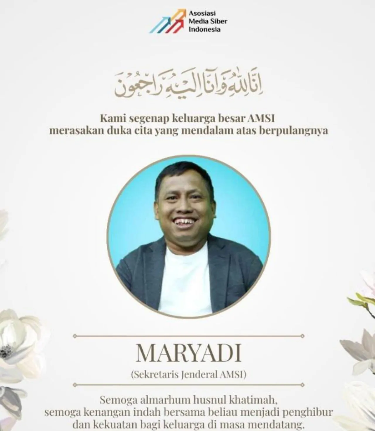 AMSI Berduka, Sekjen Maryadi Wafat: Sosok Penting di Balik Penguatan Media Siber Indonesia