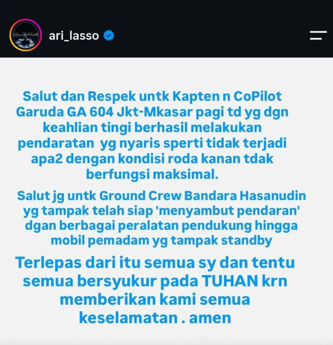 Ari Lasso Ceritakan Detik-detik Penerbangan Garuda GA-604 Alami Gangguan Ban, Puji Kapten dan Kopilot