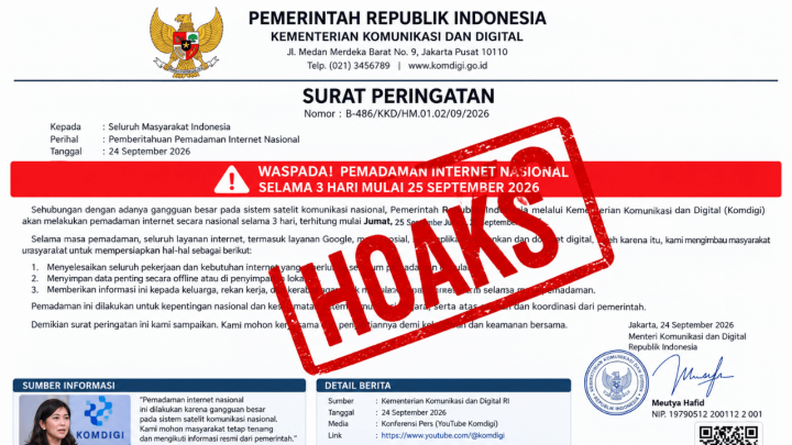 Hoaks Pemadaman Internet Nasional 25-27 September, Wamenkomdigi Gandeng APH Kejar Pelaku