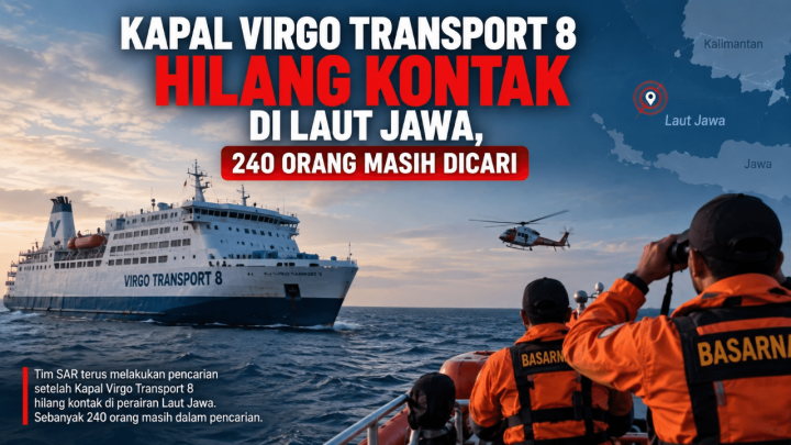 Kapal Virgo Transport 8 Hilang Kontak di Laut Jawa, 240 Orang Masih Dicari